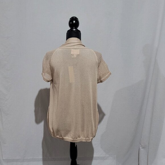 Andrea Jovine cardigan sweater light brown cocoon crochet neutral pockets new - Picture 3 of 14